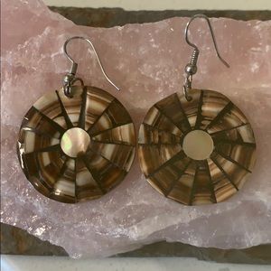 Brown and cream shell earrings